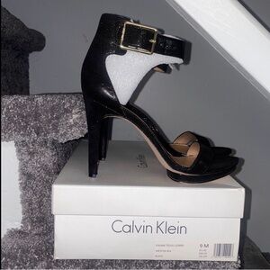 Calvin Klein Black Ankle Strap Heels